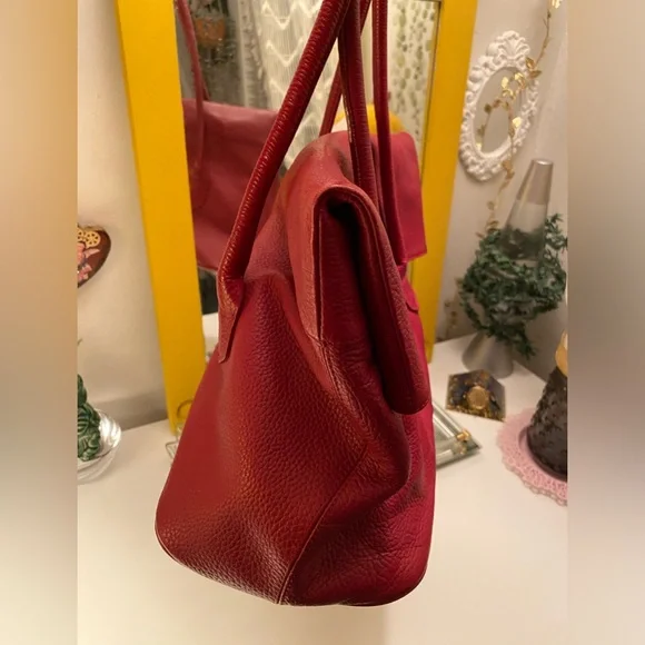Barr + Barr New York Red Leather Foldable Bag Bags